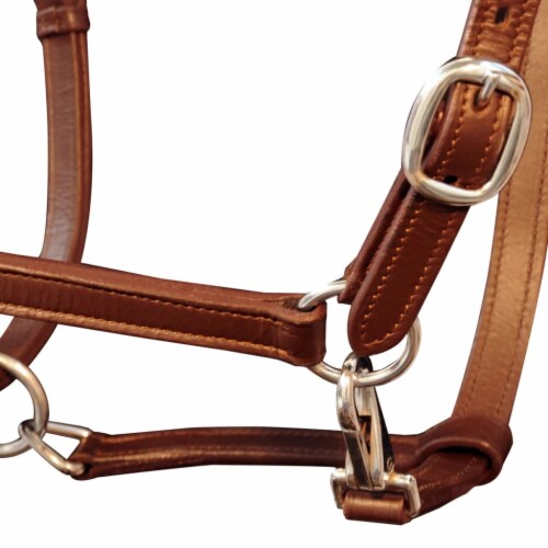 vidaXL Headcollar Stable Halter Real Leather Adjustable Brown Cob Perspective: back