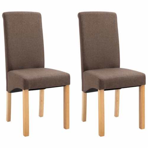 vidaXL Dining Chairs 2 pcs Brown Fabric Perspective: back