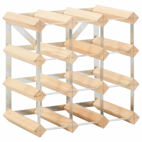 vidaXL Wine Rack for 12 Bottles Solid Pinewood Perspective: back