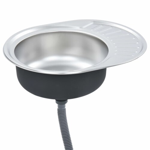 vidaXL Kitchen Sink, Drop-in Sink, Single Bowl, Ø22.4 Inches Stainless Steel Perspective: back