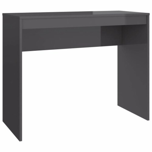 vidaXL Desk High Gloss Gray 35.4 x 15.7 x 28.3 Engineered Wood Perspective: back