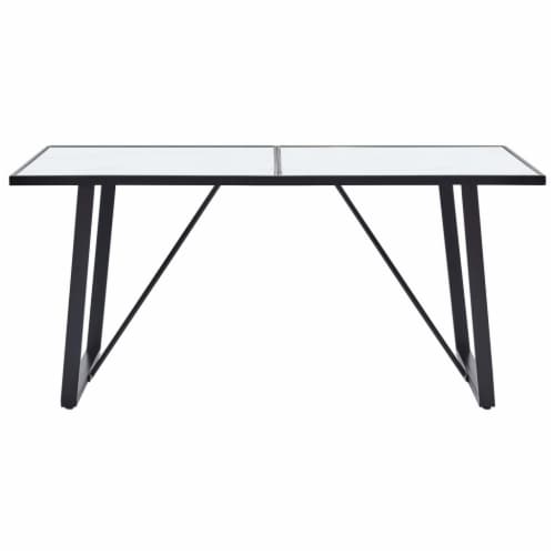 vidaXL Dining Table White 63 x31.5 x29.5 Tempered Glass Perspective: back