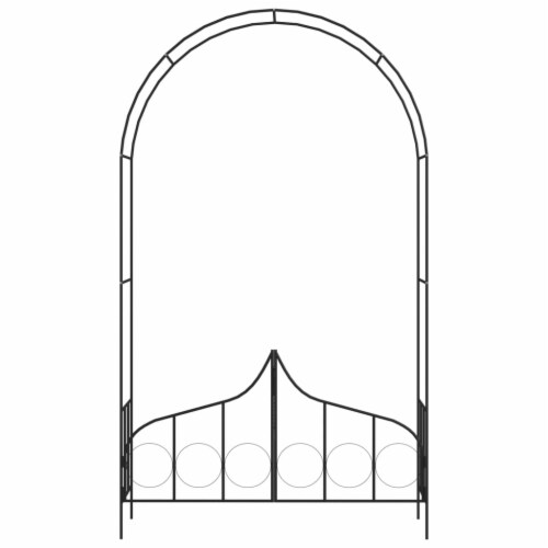 vidaXL Garden Arch with Gate Black 54.3 x15.7 x93.7  Iron Perspective: back