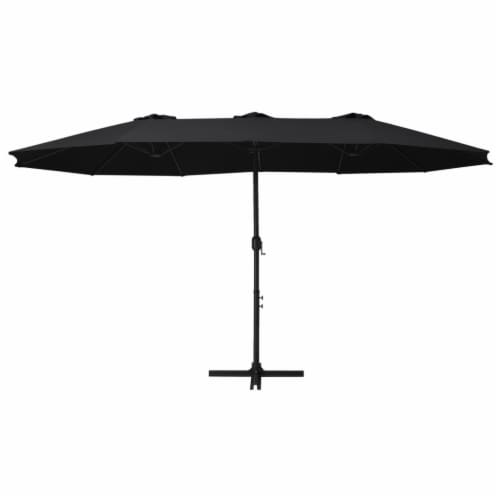 vidaXL Outdoor Parasol with Aluminum Pole 181.1 x106.3 Black Perspective: back
