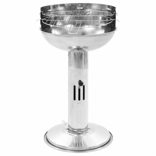 vidaXL Pedestal Charcoal BBQ Grill Stainless Steel Perspective: back