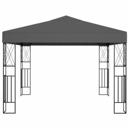 vidaXL Gazebo 9.8'x9.8' Anthracite Fabric Perspective: back