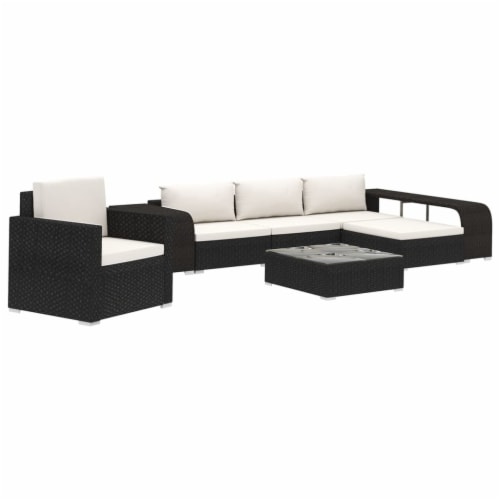 Vidaxl 8 piece garden lounge set with cushions poly rattan sales black