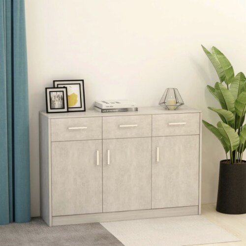 vidaXL Sideboard Concrete Gray 43.3 x11.8 x29.5 Engineered Wood Perspective: back