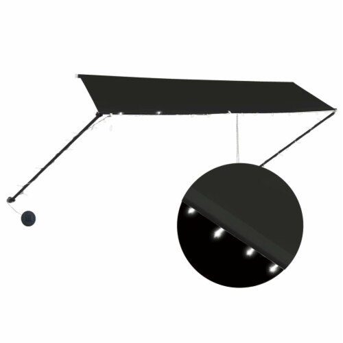 vidaXL Retractable Awning with LED 137.8 x59.1 Anthracite Perspective: back