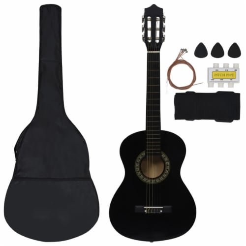 vidaXL 8 Piece Classical Guitar Beginner Set Black 1/2 34 Perspective: back