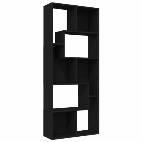 vidaXL Book Cabinet Black 26.4 x9.4 x63.4 Engineered Wood Perspective: back