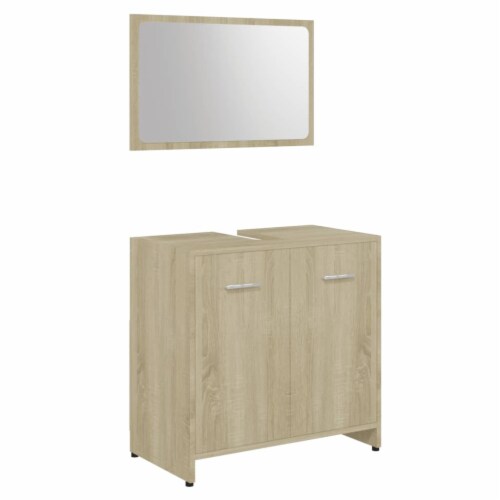 vidaXL Bathroom Furniture Set Sonoma Oak Engineered Wood Perspective: back