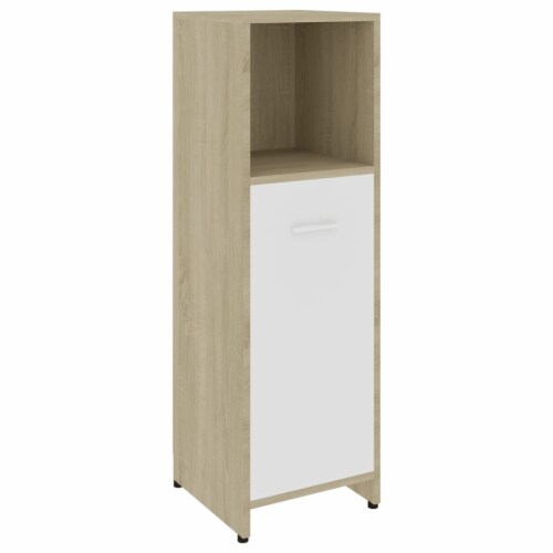 vidaXL Bathroom Cabinet White and Sonoma Oak 11.8 x11.8 x37.4  Engineered Wood Perspective: back