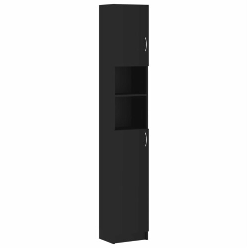 vidaXL Bathroom Cabinet Black 12.6 x10 x74.8 Engineered Wood Perspective: back