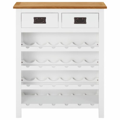 vidaXL Wine Cabinet 28.3 x12.6 x35.4 Solid Oak Wood Perspective: back