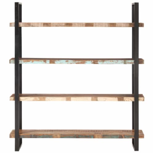 vidaXL 4-Tier Bookcase 63 x15.7 x70.9  Solid Reclaimed Wood Perspective: back