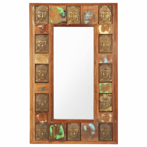 vidaXL Mirror with Buddha Cladding 19.7 x31.5 Solid Reclaimed Wood Perspective: back