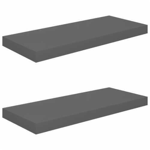 vidaXL Floating Wall Shelves 2 pcs High Gloss Gray 23.6 x9.3 x1.5  MDF Perspective: back