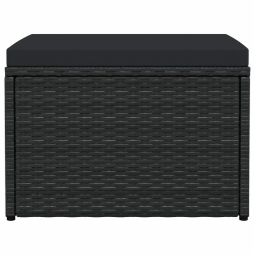 Vidaxl Garden Footstool With Cushion Black Poly Rattan Perspective: back