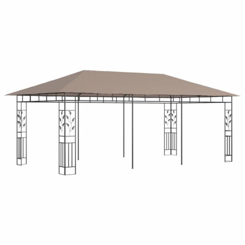 vidaXL Gazebo with Mosquito Net 19.7'x9.8'x9' Taupe 0.6 oz/ft² Perspective: back