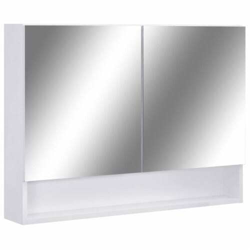 vidaXL LED Bathroom Mirror Cabinet White 31.5 x5.9 x23.6 MDF Perspective: back