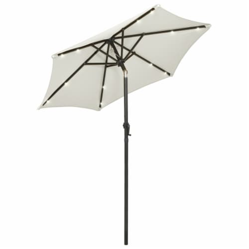 vidaXL Parasol with LED Lights Sand 78.7 x83.1 Aluminum Perspective: back