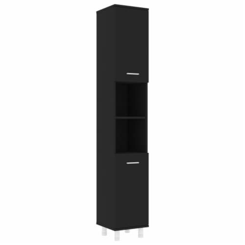 vidaXL Bathroom Cabinet Black 11.8 x11.8 x70.5 Engineered Wood Perspective: back