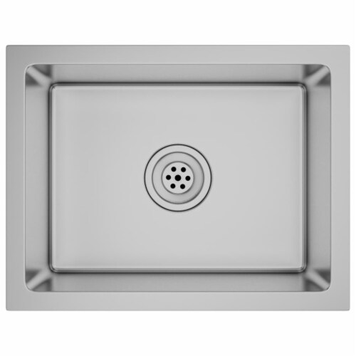 vidaXL 17.3-inch Kitchen Sink with Strainer Top-Mount Sink Single Bowl Silver Perspective: back