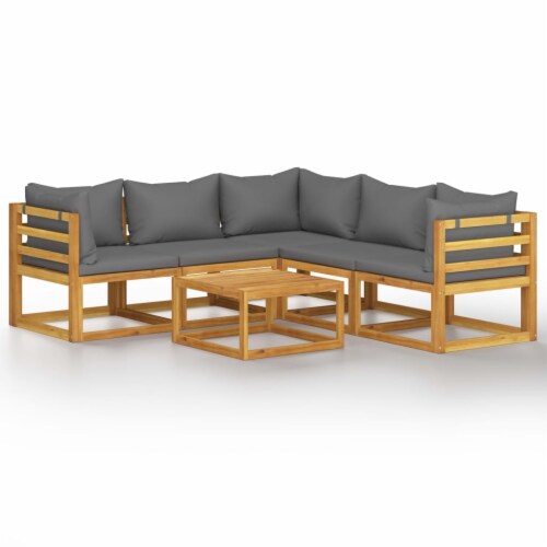 Vidaxl 6 piece garden lounge set with cushions solid acacia wood deals