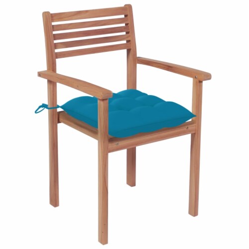 vidaXL Patio Chairs 4 pcs with Light Blue Cushions Solid Teak Wood 4 Fred Meyer