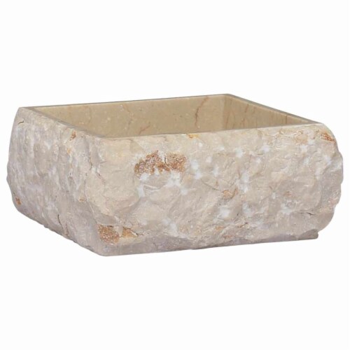 vidaXL Sink Cream 11.8 x11.8 x5.1 Marble Perspective: back