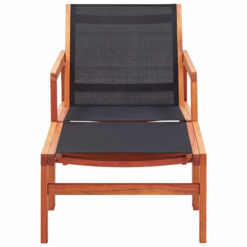 vidaXL Patio Chair with Footrest Solid Eucalyptus Wood and Textilene Perspective: back