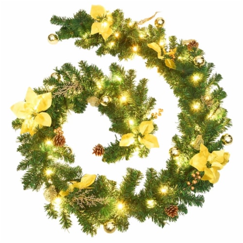 vidaXL Christmas Garland with LED Lights Green 106.3 PVC Perspective: back