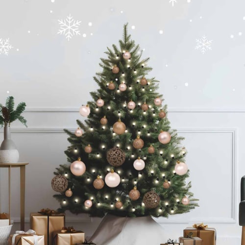 vidaXL 61 Piece Christmas Ball Set with Peak and 150 LEDs Rose Gold Perspective: back