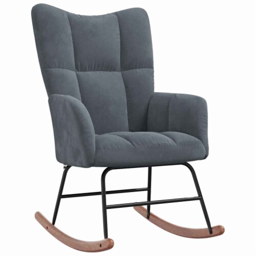 vidaXL Rocking Chair Dark Gray Velvet Perspective: back