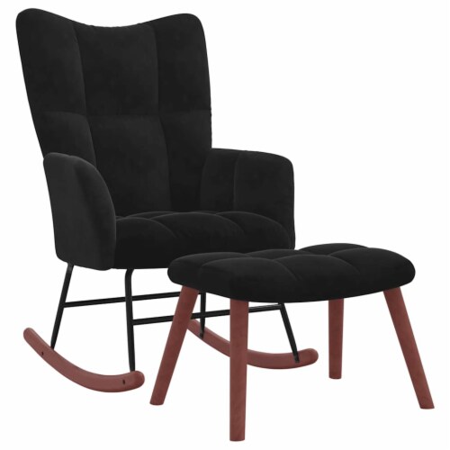 vidaXL Rocking Chair with Ottoman Black Velvet Perspective: back