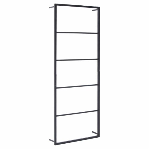vidaXL Towel Rack Black 17.7 x3.9 x45.3 Steel Perspective: back