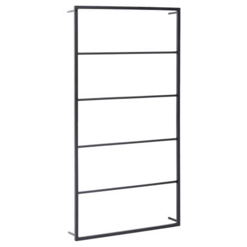 vidaXL Towel Rack Black 23.6 x3.9 x45.7 Steel Perspective: back