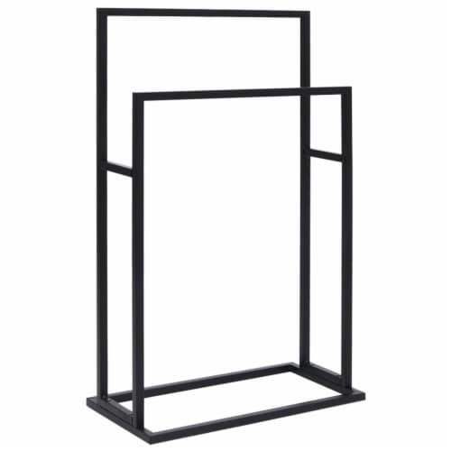 vidaXL Freestanding Towel Rack Black 18.9 x9.4 x30.9 Iron Perspective: back