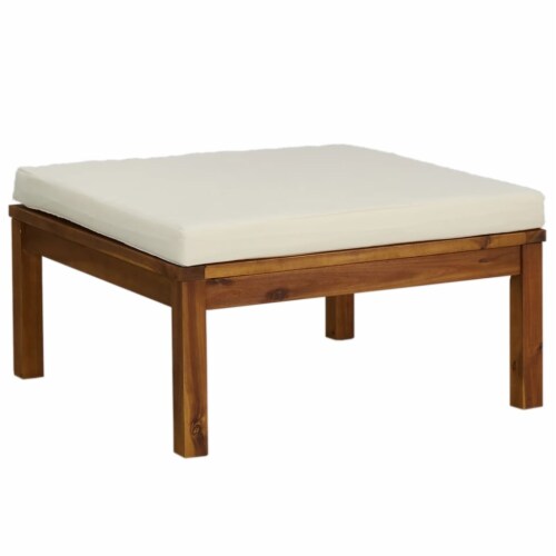 Vidaxl Footrest With Cream White Cushion Solid Acacia Wood Perspective: back