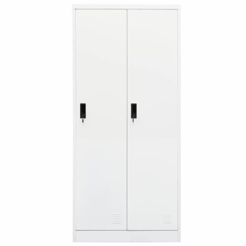 vidaXL Wardrobe White 31.5 x19.7 x70.9 Steel Perspective: back