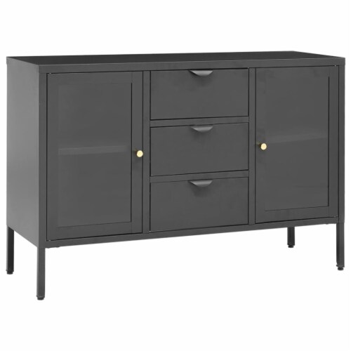 vidaXL Sideboard Anthracite 41.3 x13.8 x27.6 Steel and Tempered Glass 1 set 41.3 x13.8 x27.6 City Market