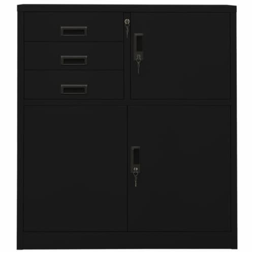 Vidaxl Office Cabinet Black 35.4 X15.7 X40.2 Steel Perspective: back