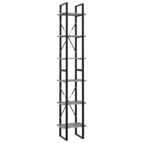 Vidaxl 6-Tier Book Cabinet Concrete Gray 15.7 X11.8 X82.7 Chipboard Perspective: back