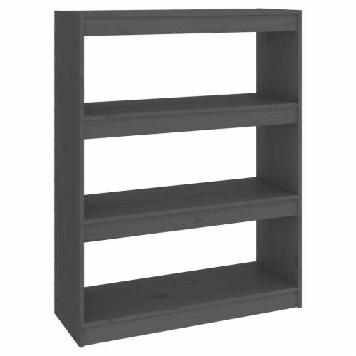 vidaXL Book Cabinet/Room Divider Gray 31.5 x11.8 x40.7 Solid Wood Pine Perspective: back