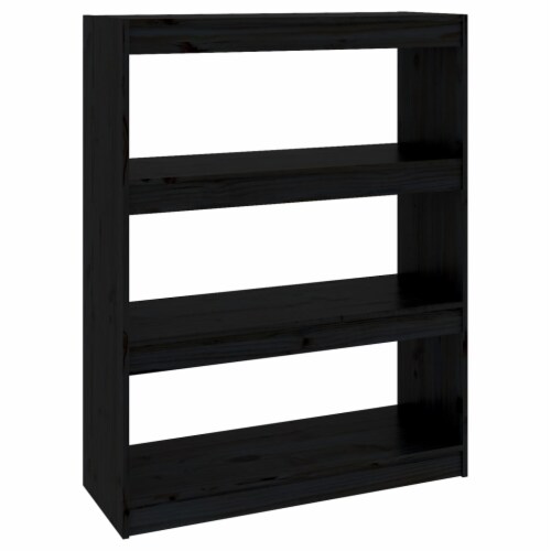 vidaXL Book Cabinet/Room Divider Black 31.5 x11.8 x40.7 Solid Wood Pine Perspective: back