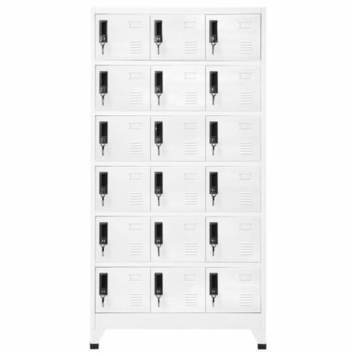 vidaXL Locker Cabinet White 35.4 x15.7 x70.9 Steel Perspective: back