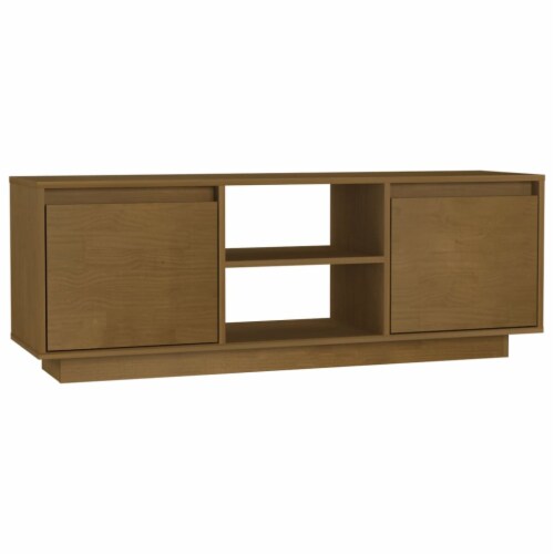 vidaXL TV Stand Honey Brown 43.3 x11.8 x15.7 Solid Pinewood Perspective: back
