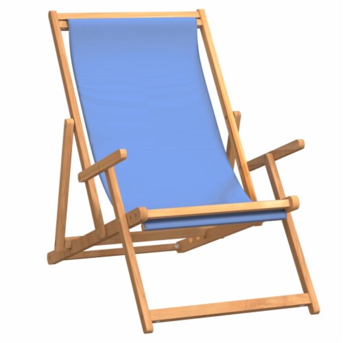 vidaXL Folding Beach Chair Solid Wood Teak Blue 1 pcs Kroger