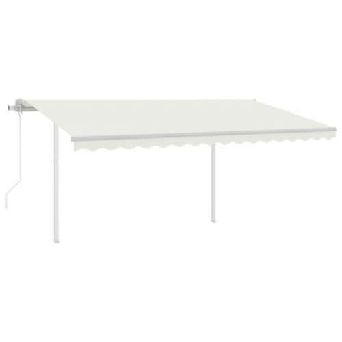 vidaXL Automatic Retractable Awning with Posts 13.1'x9.8' Cream Perspective: back